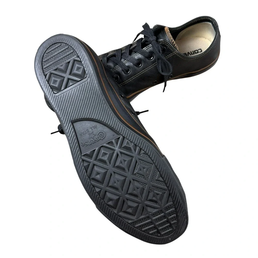 CONVERSE All Star Leather Low Top Mens 13 Black Brown Lace Up Casual Shoes